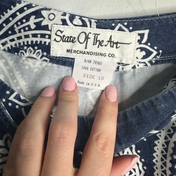 Vintage State of the Art Women's Blue and White Paisley Print Wrap Skirt Size 13 - Picture 5 of 7